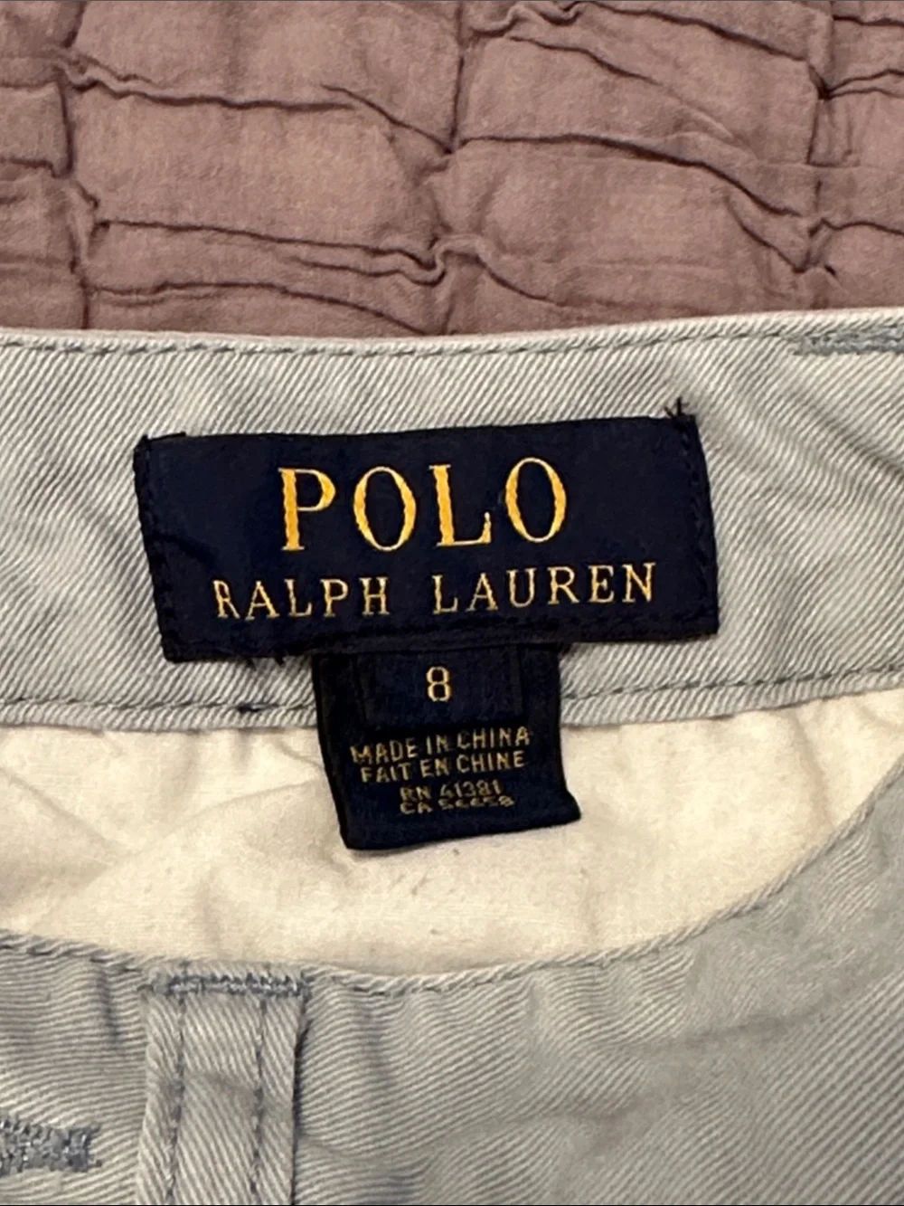 Polo Ralph Lauren Kids Light Blue Cotton Blend Chino Shorts size 8.